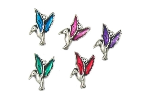 Hummingbird Charms With Epoxy Enamel Wings