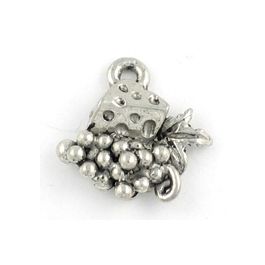 Cheese and Grapes Charm (±13mm L x 13mm W x 4mm D;  Hole -1mm-;  2D)