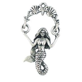 Swinging Mermaid Charm (±19mm L x 37mm W x 5mm D;  Hole -1.5mm-;  3D)   *