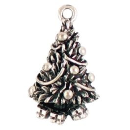 Christmas Tree Charms (±13mm L x 22.5mm W x 6mm D;  Hole -1mm-;  1D)   *