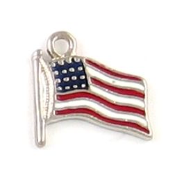 Epoxy Enamel USA Flag Charm (±14x14x2mm; -1mm-;1D)