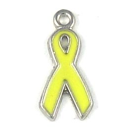 Epoxy Enameled Yellow Ribbon Charm (1.5x19x9mm; 2mm Hole; 1D)