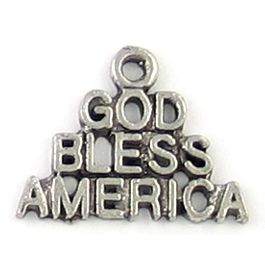 God Bless America Charm (±19mm L x 14mm W x 1mm D;  Hole -1mm-;  1D)