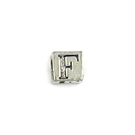 F Alphabet Letter 5mm Cube Bead, 3mm Hole   *