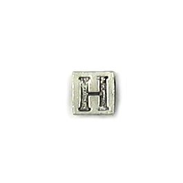 H Alphabet Letter 5mm Cube Bead, 3mm Hole    *