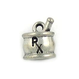 RX Medicine Bowl - Mortar and Pestle Charm (±9mm L x 11mm W x 9mm D;  Hole -1mm-;  3D)