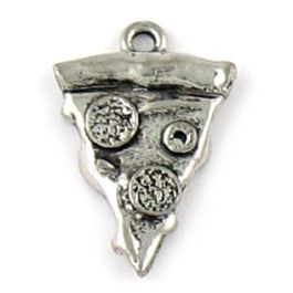 Pizza Slice Charm (±15mm L x 23mm W x 3mm D;  Hole -1.5mm-;  2D)   *