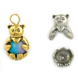 2-Part Bear Charm - 8mm Bead (±11mm L x 16mm W x 9mm D;  Hole -1mm-;  3D)  *