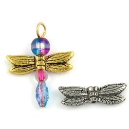 Dragonfly Wings Bead (±21mm L x 6mm W x 3mm D;  Hole -1mm-;  3D)  *