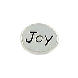 Oval Joy Word Bead (±11mm L x 9mm W x 3mm D;  Hole -1.5mm-;  2D)