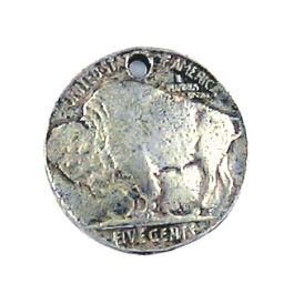 Buffalo Coin Charm (±20mm L x 20mm W x 2mm D;  Hole -1mm-;  1D)   *