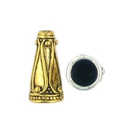 Silver or Gold Plated Bali Style Beading Cone (±18mm L x 9mm W x 9mm D;  Holes 2mm and 6mm;  3D)
