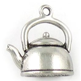 Tea Kettle Charm (±17mm L x 19mm W x 14mm D;  Hole -1mm-;  3D)  *