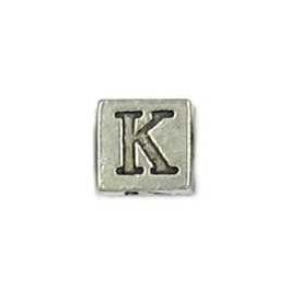 K Alphabet Greek Kappa 7mm Cube Bead, 4mm Hole   *