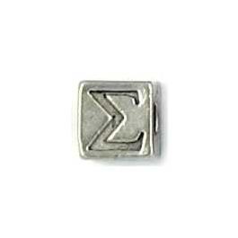 Greek Alphabet Sigma 7mm Cube Bead, 4mm Hole    *