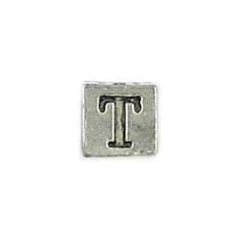 T Alphabet Letter - Greek Tau 7mm Cube Bead, 4mm Hole   *