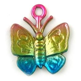 Multi Color Epoxy Enamel Butterfly Charm (±17x21x2mm; -2mm-;1D)