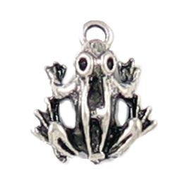 Frog Charm (±14mm L x 12mm W x 5mm D;  Hole -1.5mm-;  3D)   *