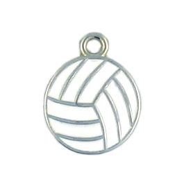 Epoxy Enameled Volleyball Charm (±13mm L x 16mm W x 2mm D;  Hole -2mm-;  1D)