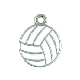 Epoxy Enameled Volleyball Charm (±13mm L x 16mm W x 2mm D;  Hole -2mm-;  1D)  *