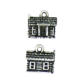 Log Cabin - Cottage Charm (±13.5mm L x 13mm W x 7mm D;  Hole -2mm-;  3D)   *