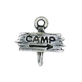 Camp Sign Charm (±14mm L x 14mm W x 3mm D;  Hole -1mm-;  3D)