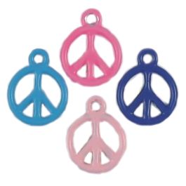 Assorted Colors Epoxy Enamel Peace Sign Charms (±2x15x12mm; -2mm-;3D)