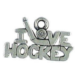 I Love Hockey Charm (±2mm L x 12mm W x 20mm D;  Hole -2mm-;  1D)   *