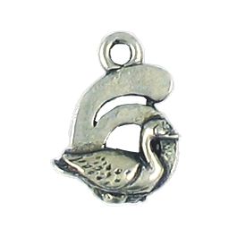 12 Days of Christmas, 6- Geese A Laying Charm (±4mm L x 16mm W x 11mm D;  Hole -2mm-;  2D)