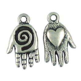 Hand With Spiral And Heart Charm (±3mm L x 20mm W x 12mm D;  Hole -2mm-;  3D)  *