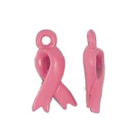 Pink Epoxy Enamel Ribbon Charm (±3mm L x 14mm W x 7mm D;  Hole -1.5mm-;  3D) *