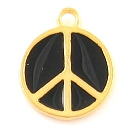 Large Peace Sign With Black Epoxy Enamel (±17.5x22x2mm; -2mm-;1D)