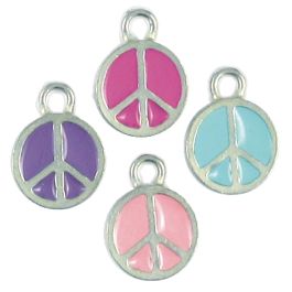 Assorted Colors Epoxy Enamel Small Peace sign (±12x16x1.5mm; -2mm-;1D)