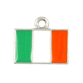 Epoxy Enamel Irish Flag Charm (15x13x2mm; 1D)