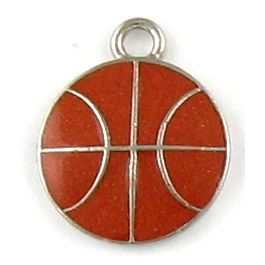 Epoxy Enameled Basketball Pendant (±16.5mm L x 20.5mm W x 3mm D;  Hole -2.5mm-;  1D)