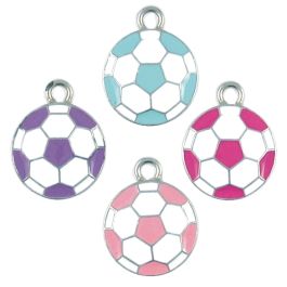 Epoxy Enameled Soccer Ball Pendant in Assorted Colors (±16mm L x 21mm W x 3mm D;  Hole -2.5mm-;  1D)