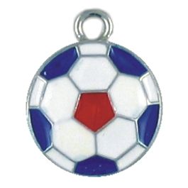 Epoxy Enameled USA Soccer Ball Pendant (±16mm L x 21mm W x 3mm D;  Hole -2.5mm-;  1D)