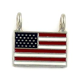Epoxy Enamel USA Flag Charm With Two Rings (±15x15x2mm; Ring Hole -2mm-;1D)