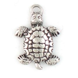 Turtle / Tortoise Charm (±13.5mm L x 20mm W x 3mm D;  Hole -2mm-;  2D)   *
