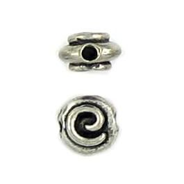 Small Disc Bead With Swirl Design (±7x7x4mm; Hole - 1.5mm-;2D)  *