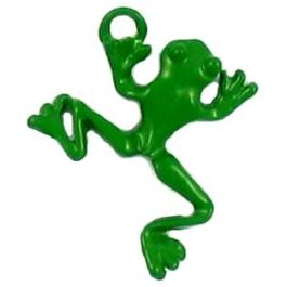 Green Epoxy Enamel Frog Charm (±2.5x23.5x18.5mm; -1.5mm-;3D)