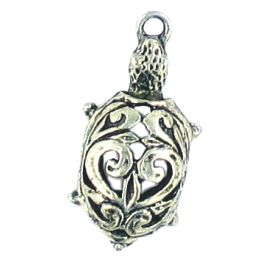 Decorative Tortoise Charm  (±12mm L x 25mm W x 4mm D;  Hole -1.5mm-;  1D)   *