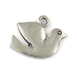 Dove Charms (±15mm D x 13mm W x 1mm L; Ring Hole 1.8mm; 3D)