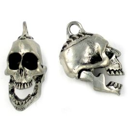 Skull With Moving Jaw Pendant (±12mm L x 18mm W x 20mm D;  Hole -3mm-;  3D)