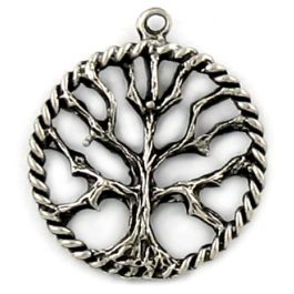Tree Of Life Pendant With Rope Border (±24mm L x 21mm W x 3mm D;  Hole -1mm-;  3D)   *