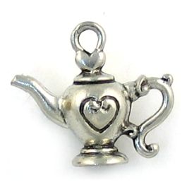 Teapot With Heart Charms (±22mm L x 19mm W x 8mm D;  Hole -2mm-;  3D)