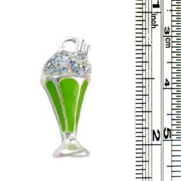 Epoxy Enamel Green Milkshake Charm (±10mm L x 22mm W x 6mm D;  Hole -2mm-;  2D)   *