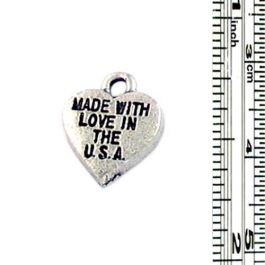 Made With Love In The USA Heart Charm (±9.5mm L x 11mm W x 1.5mm D;  Hole -1.5mm-;  1D)