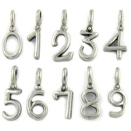 Complete Hanging Number Charm Pendant Set. 50 of Each Number 0-9, 500 Pieces. Approximately 9x14mm with 4mm Hole  *
