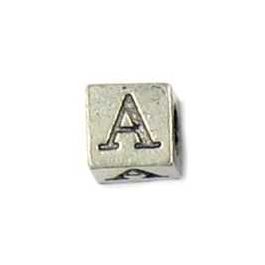 A Alphabet Letter Greek Alpha 7mm Cube Bead, 4mm Hole  *